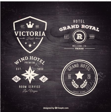 酒店的徽章包在一个平面设计