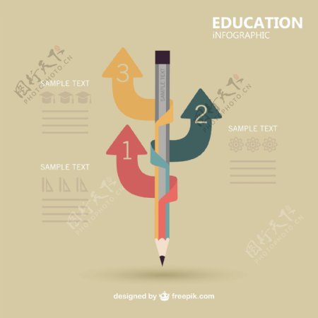 用铅笔和箭教育信息图表