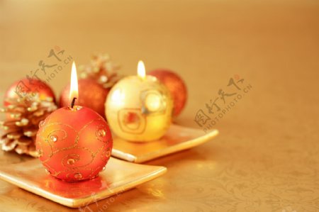 圣诞装饰蜡烛图片素材