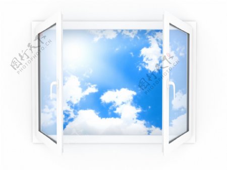 窗外的蓝天白云图片