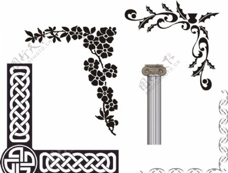 古典边框黑色花纹罗马柱