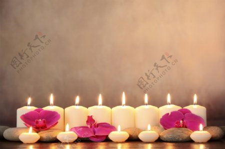 蜡烛与花朵图片