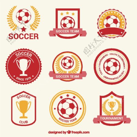 红色和金色的足球徽章