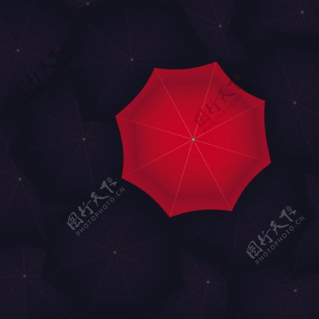 可爱的背景和红色的雨伞