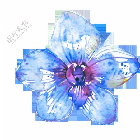 唯美彩绘蓝色花朵花瓣素材