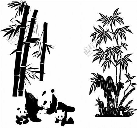 矢量竹子熊猫