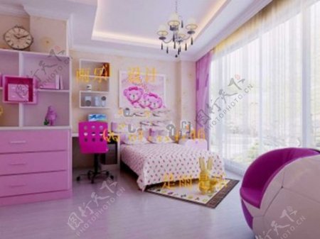 粉红女孩卧室模型