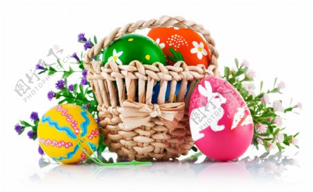 复活节彩蛋与花篮图片