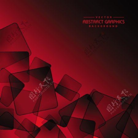 红色背景与抽象的正方形形状