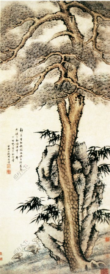 松石图花鸟画中国古画0329