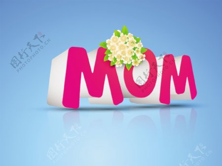 摘要母亲节快乐与3D粉红文本