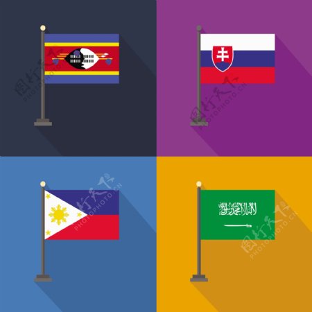 菲律宾斯洛伐克和沙特阿拉伯国旗