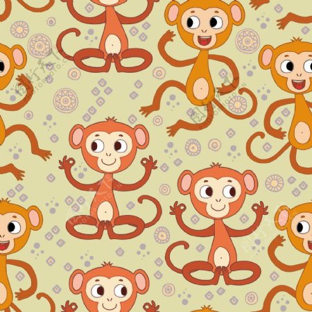 可爱的猴子底纹装饰图