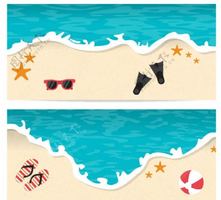 夏季沙滩banner矢量素
