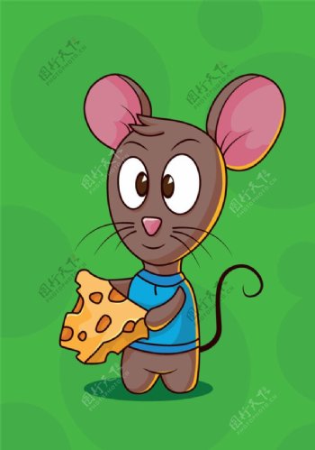 卡通吃奶酪的老鼠矢量素材