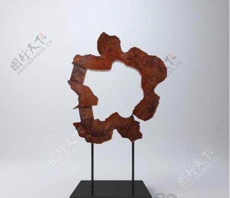 中式木质雕塑3d模型