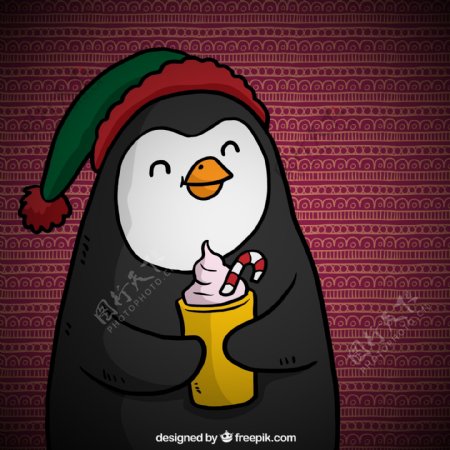 卡通圣诞企鹅