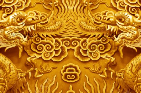 金色中国龙背景墙