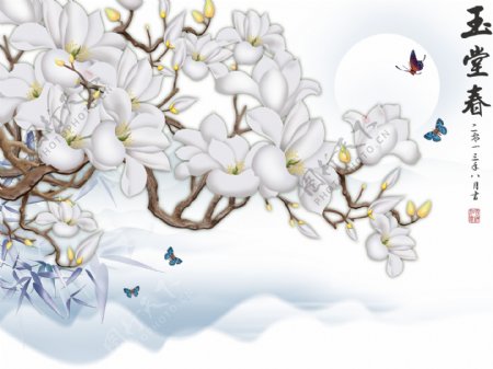 白色花卉元素背景