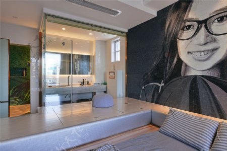 现代创意卧室背景墙设计图