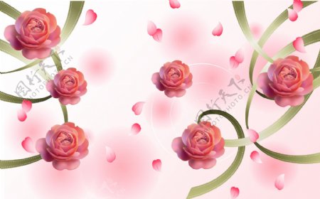 玫瑰花卉装饰背景墙