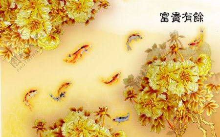 金色花卉装饰背景墙