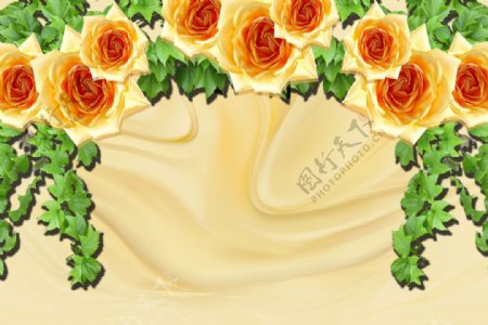 玫瑰藤叶背景墙