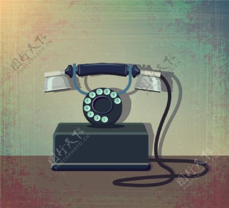 复古电话机设计矢量素材