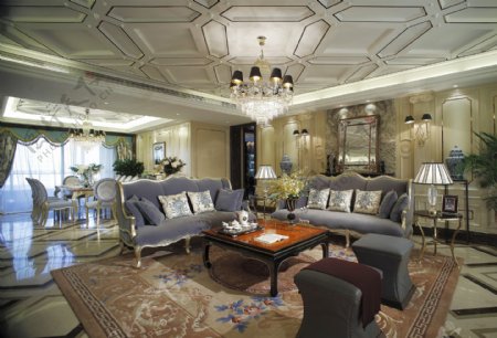 豪华客厅茶几沙发设计图