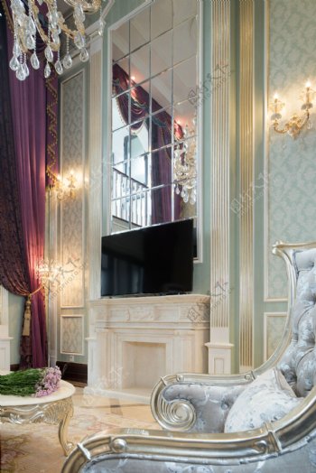 法式豪华客厅电视墙设计图