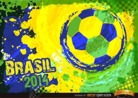 巴西2014蓝绿黄足球背景