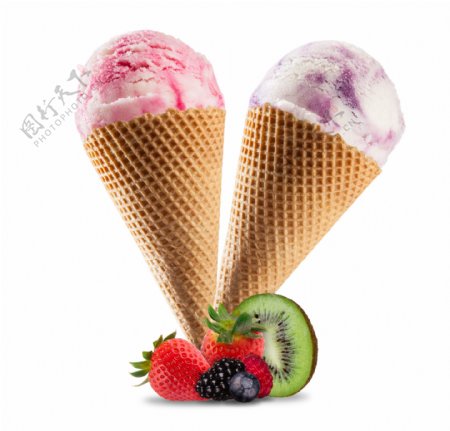 冰激棱与美味水果图片