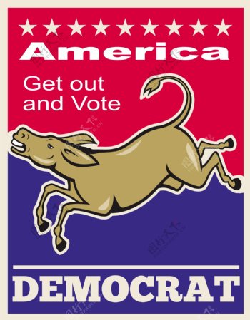 民主党驴吉祥物美国投票