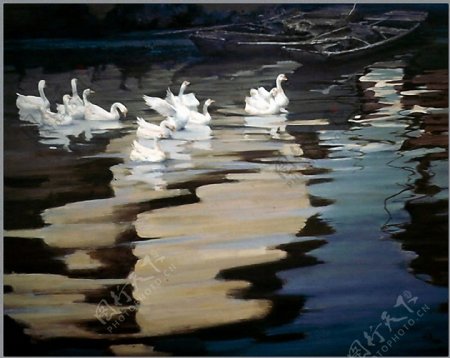 鹅动物油画西洋美术0014