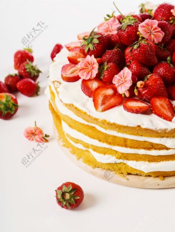 鲜花草莓蛋糕