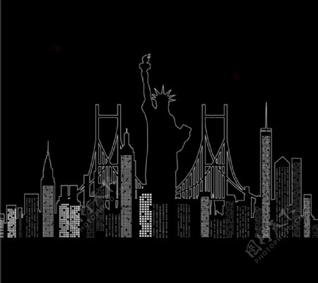 创意纽约城市剪影矢量素材