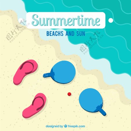夏季海滩插画图片