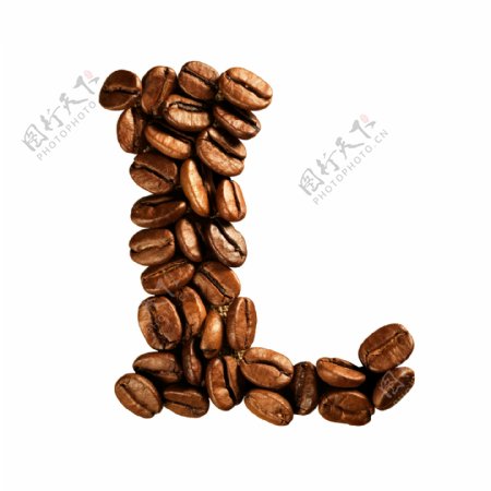 咖啡豆组成的字母L
