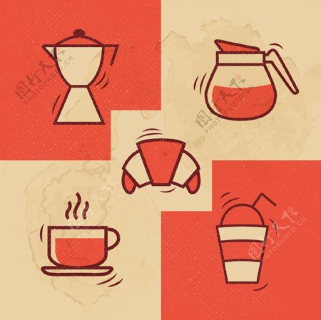 茶壶茶杯手绘插画