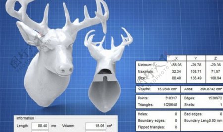 鹿头模型3D打印模型