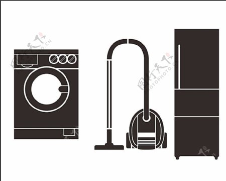 洗衣机吸尘器电冰箱矢量图标图片