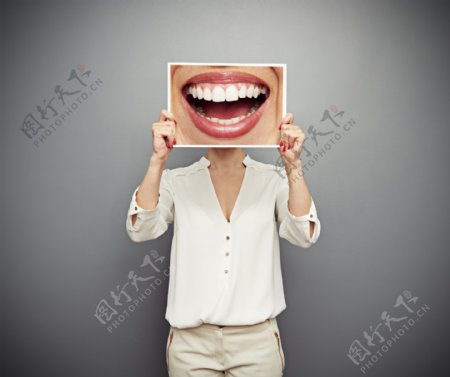 大笑表情嘴巴与职业女性图片