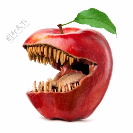 有恐龙牙齿的苹果