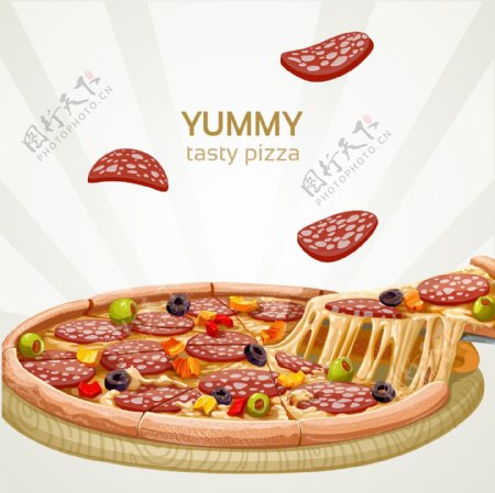 美味诱人的披萨插画