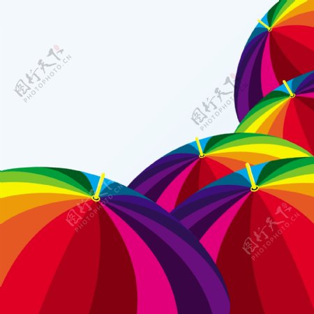 漂亮的彩色雨伞矢量素材