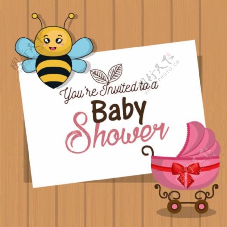 婴儿车蜜蜂卡片图片