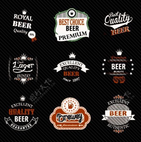 旧货Royal啤酒标签矢量素材01