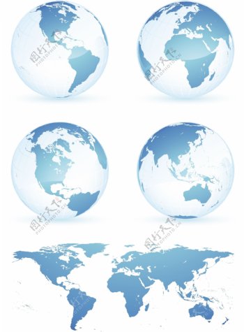 蓝色地球和世界地图
