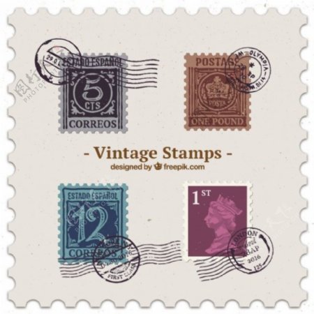 老式邮票包装的颜色