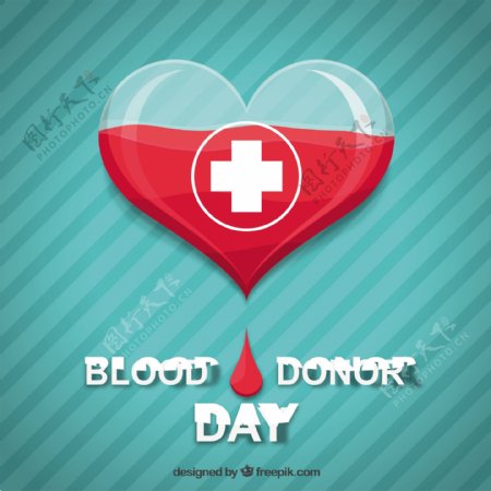 献血者日心脏条纹背景